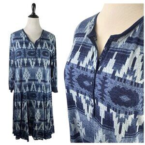 Lauren Ralph Lauren Jeans NWT Women's Blue Southwest Print Swing Dress, Size 2X